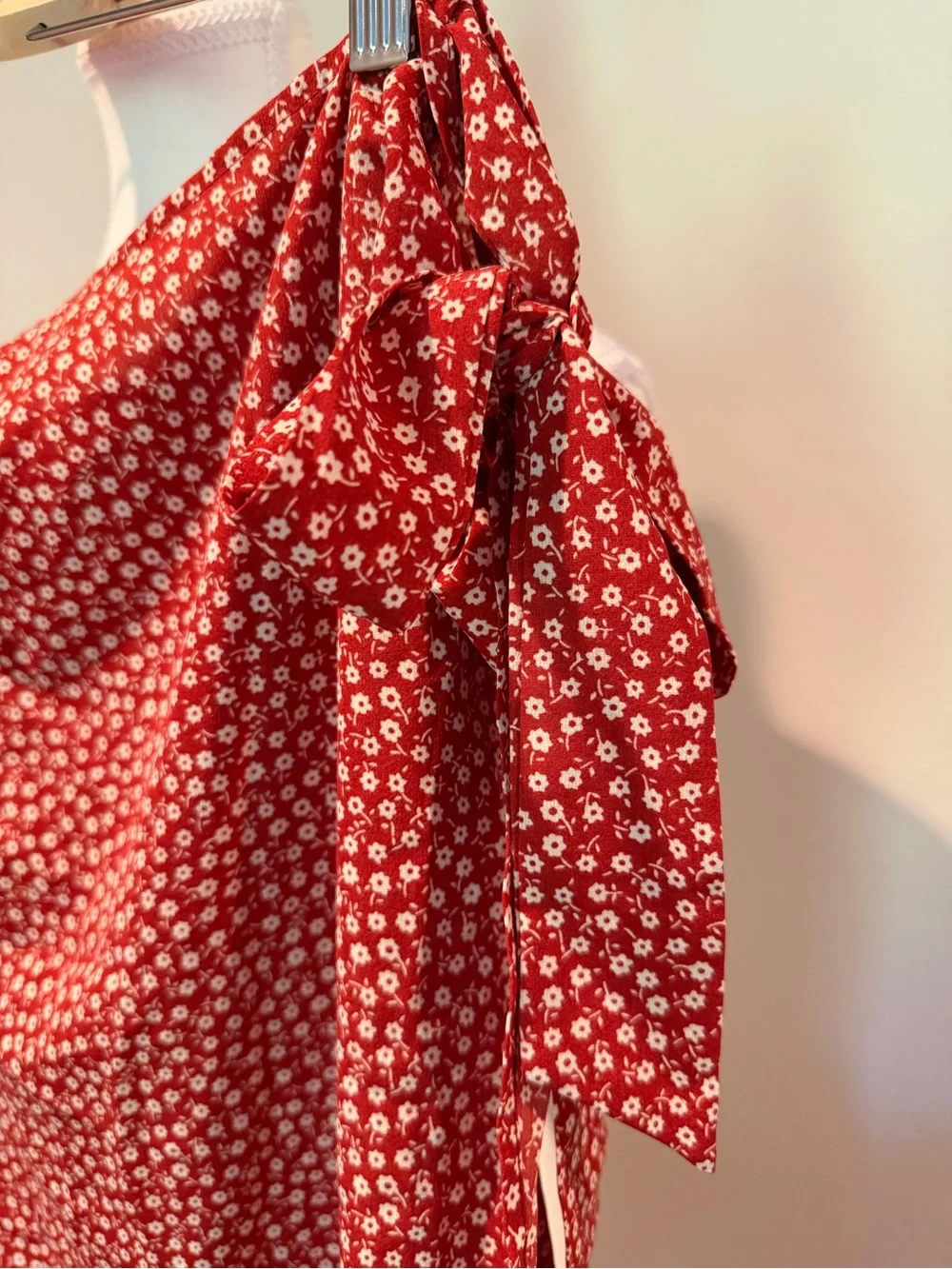 SHEIN Red/Orange Thin Floral Midi Wrap Skirt / Swim Cover